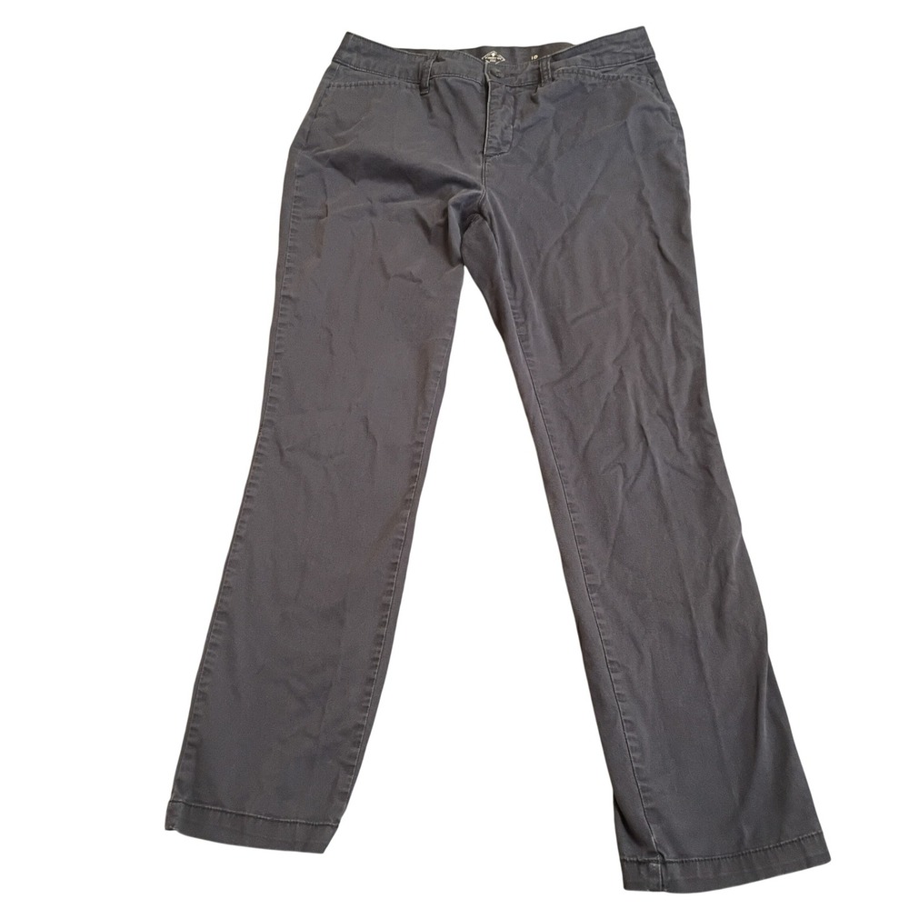 St. John's Bay Straight Leg Pants Womens 10 Navy Blue Chino Trousers Stretch